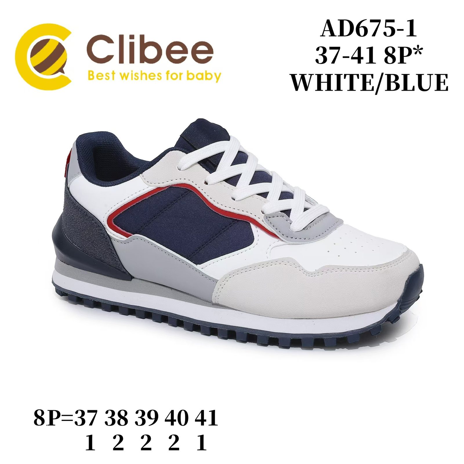 Кроссовки DvaClibee (37-41) Apa-AD675-1 white-blue (деми)