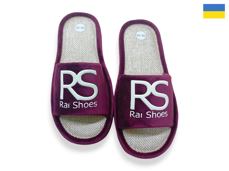 Тапочки Rai shoes (36-41) Шльопки жін.бордовий (деми)