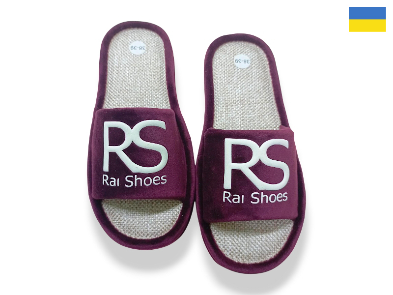Тапочки Rai shoes (36-41) Шльопки RS бордовий (деми)