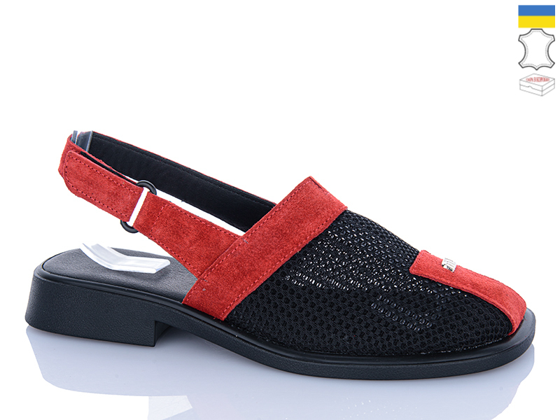Босоножки Sali (37-42) 806 черв-чорний з чор-п. (лето)