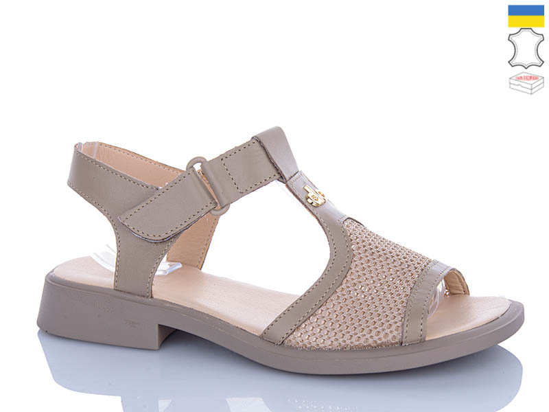 Босоножки Sali (37-42) 827 капучино к беж-п. (лето)
