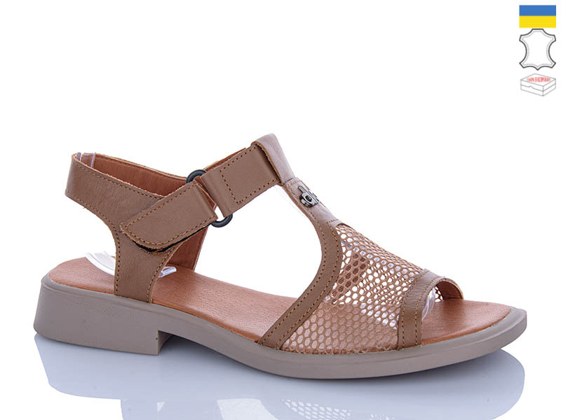 Босоножки Sali (37-42) 827 карамель к беж-п. (лето)