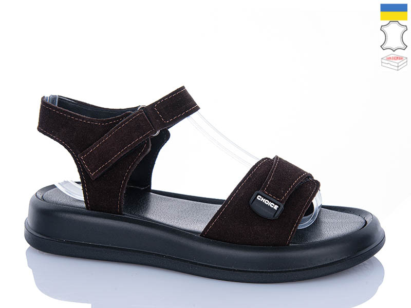 Босоножки Sali (36-40) 707 коричневий з чор-п. (лето)
