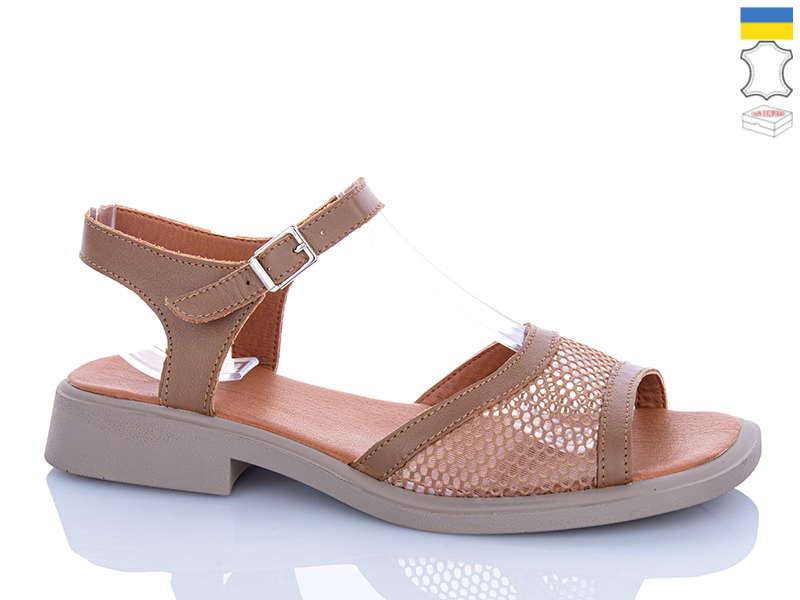 Босоножки Sali (37-42) 825 карамель к беж-п. (лето)