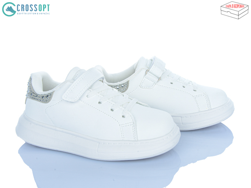Кроссовки CrossOpt (32-37) LC1192-2 white-silver (деми)