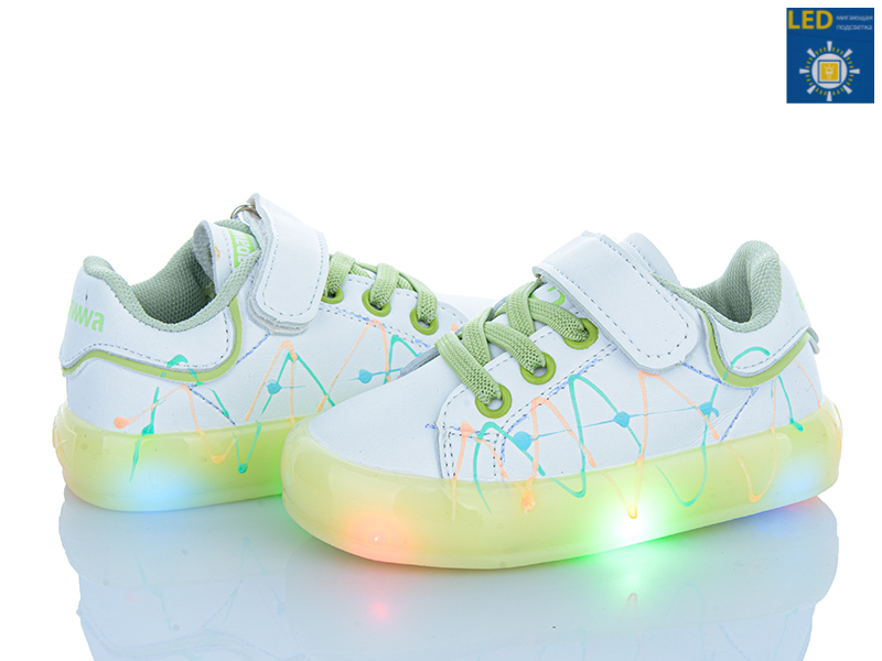 Кроссовки Apawwa (21-25) NC57-1 green LED (деми)