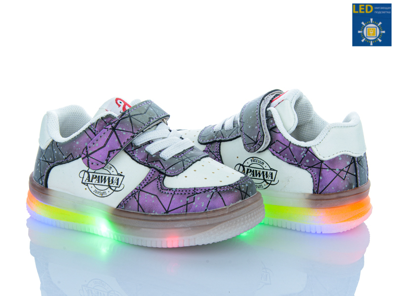 Кроссовки Apawwa (21-25) NC61-1 purple LED (деми)