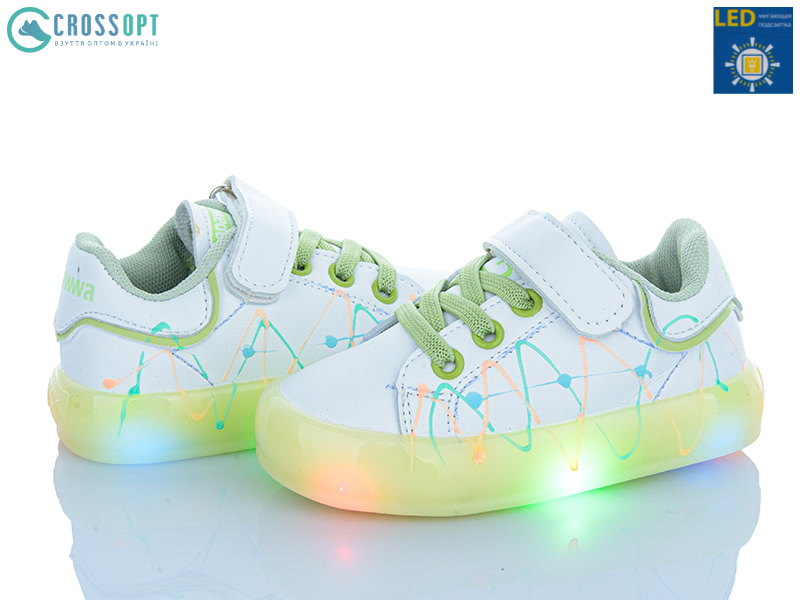 Кроссовки CrossOpt (21-25) NC57-1 green LED (деми)
