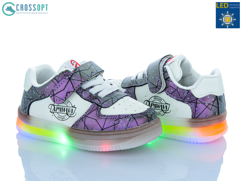Кроссовки CrossOpt (21-25) NC61-1 purple LED (деми)