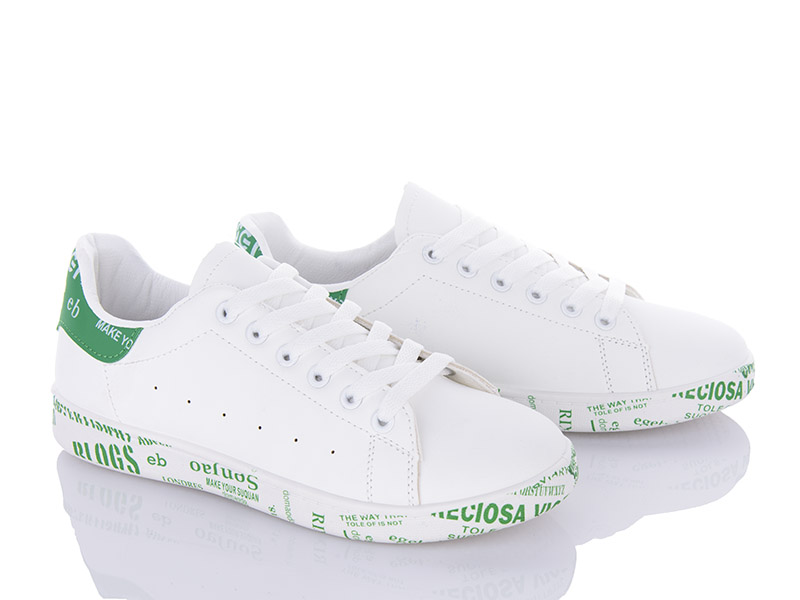 Кроссовки Violeta (36-41) 9-782 white-green (деми)