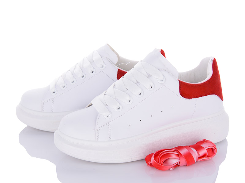 Кроссовки Violeta (36-41) 20-657 white-red (деми)