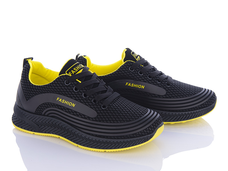 Кроссовки Violeta (36-41) 197-141 black-yellow (деми)