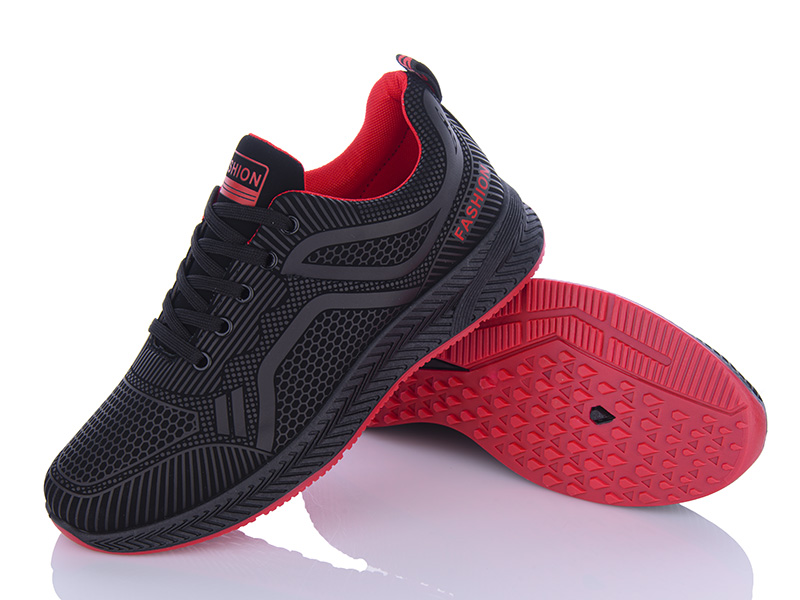 Кроссовки Violeta (40-45) 197-142 black-red (деми)