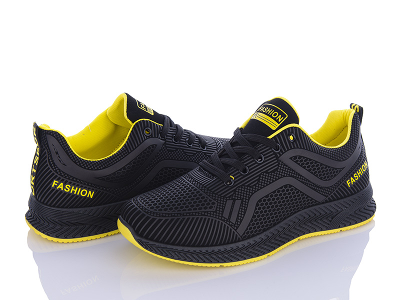 Кроссовки Violeta (40-45) 197-142 black-yellow (деми)