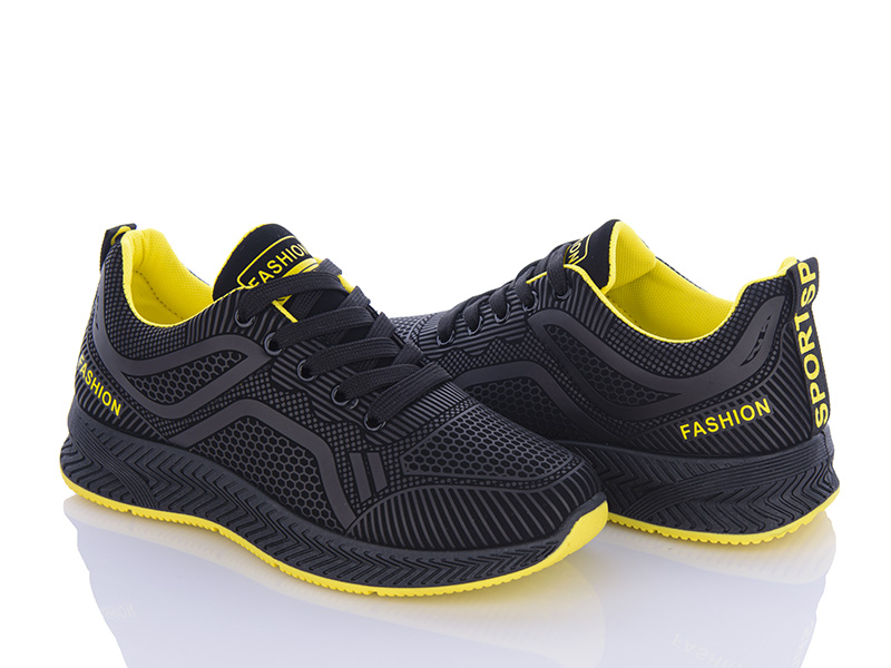 Кроссовки Violeta (36-41) 197-143 black-yellow (деми)