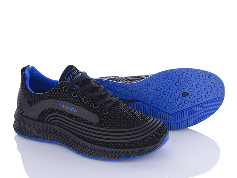 Кроссовки Violeta (40-45) 197-144 black-blue (деми)