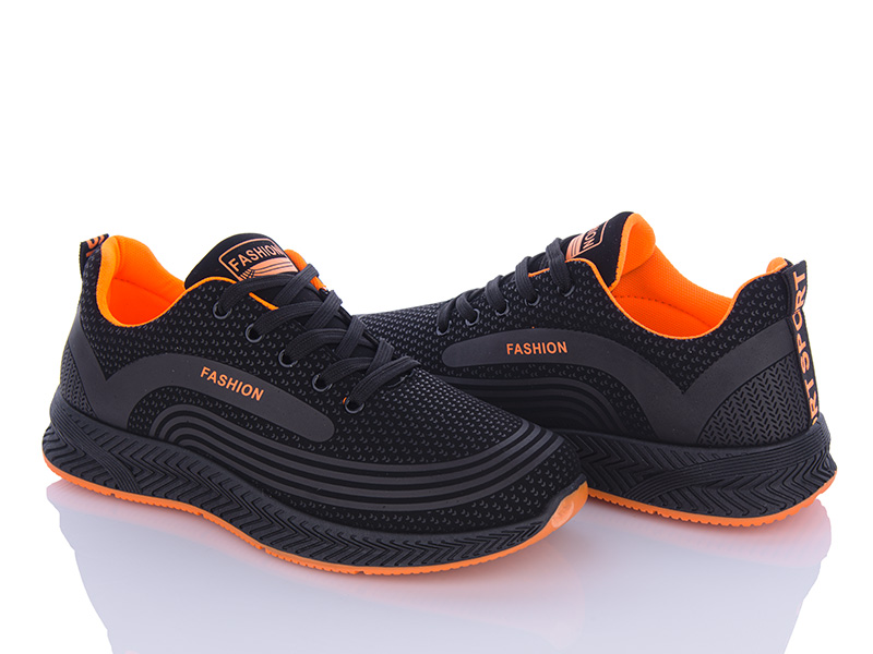 Кроссовки Violeta (40-45) 197-144 black-orange (деми)