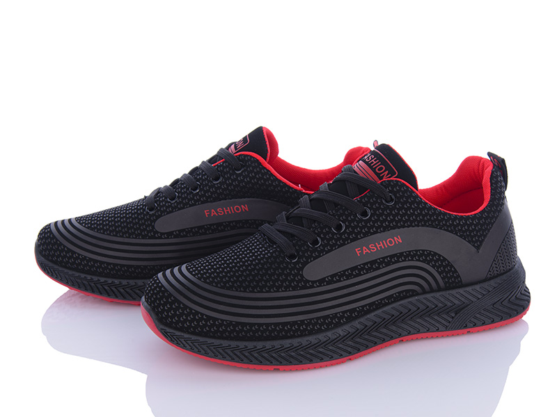 Кроссовки Violeta (40-45) 197-144 black-red (деми)
