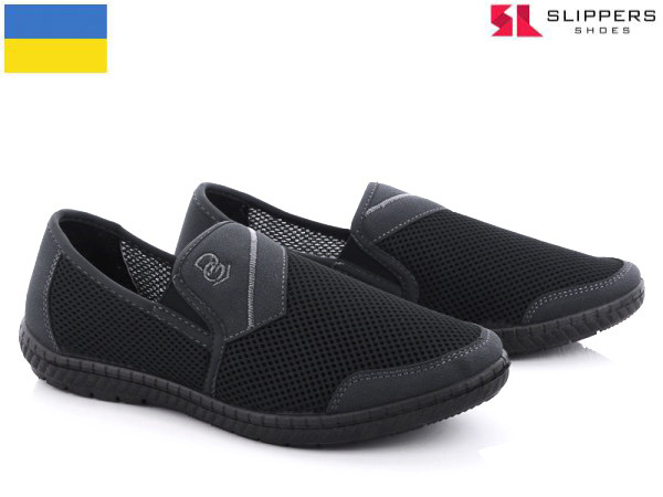 Слипоны Slipers (41-45) М81 чорний (лето)