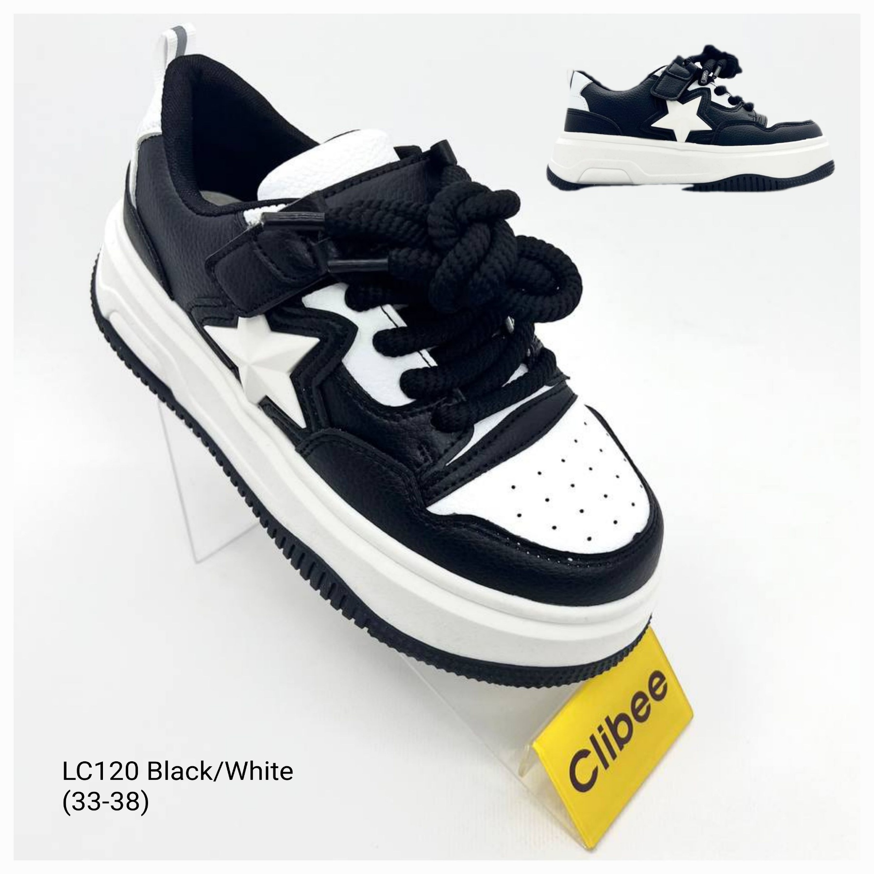 Кроссовки DvaClibee (33-38) BC-LC120 black-white (деми)