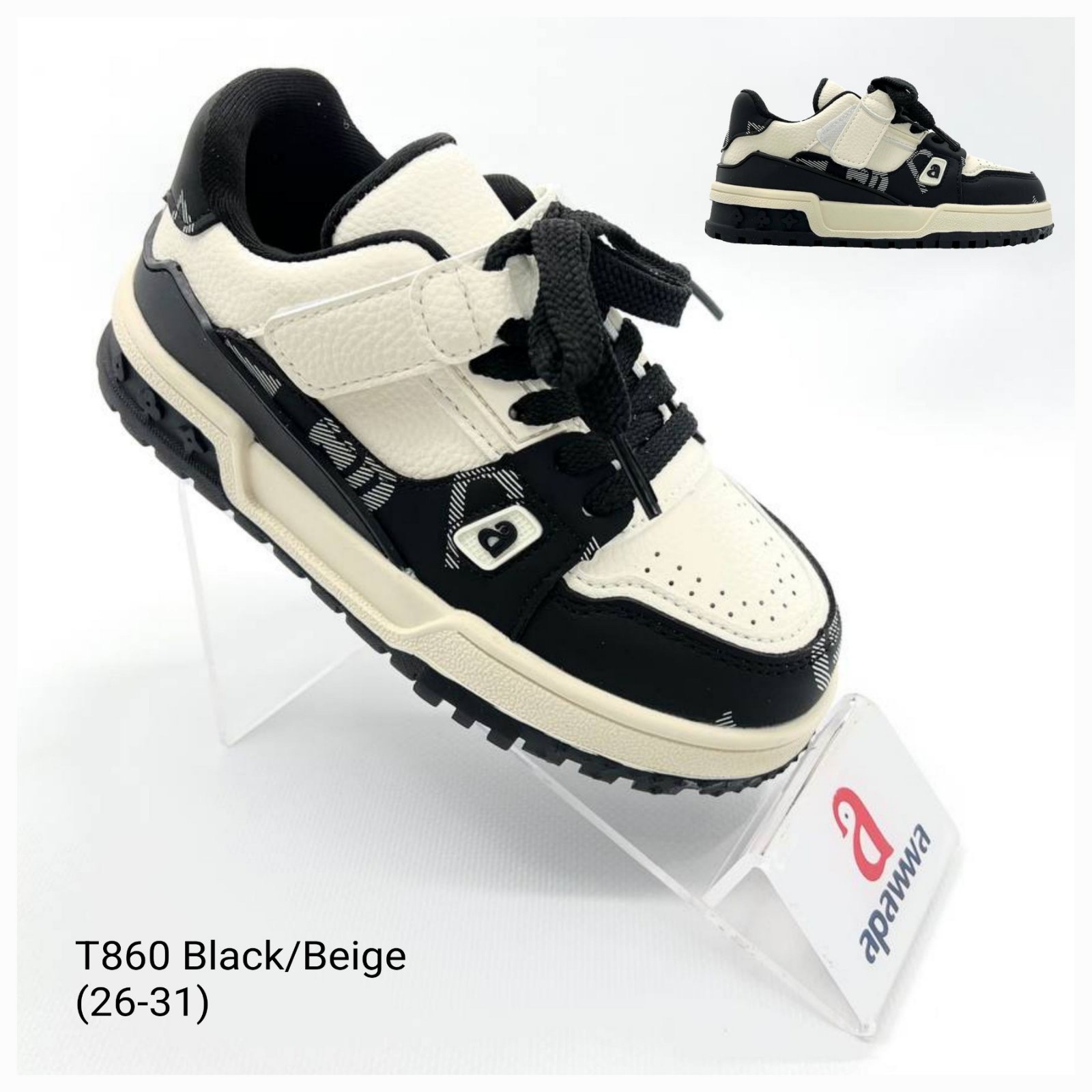 Кроссовки DvaClibee (26-31) Apa-T860 black-beige (деми)