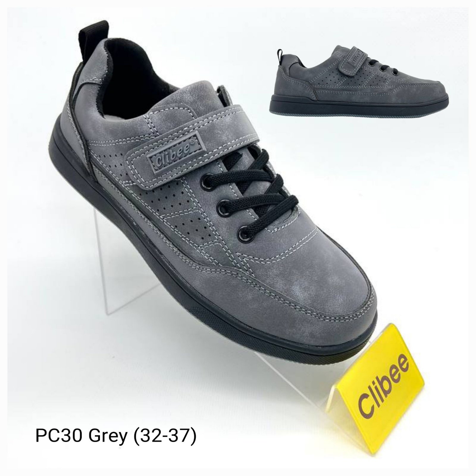 Кроссовки DvaClibee (32-37) BC-PC30 grey (деми)