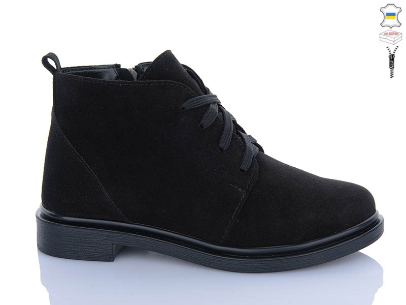 Ботинки Garti (36-40) 291 чорний замш байка (деми)