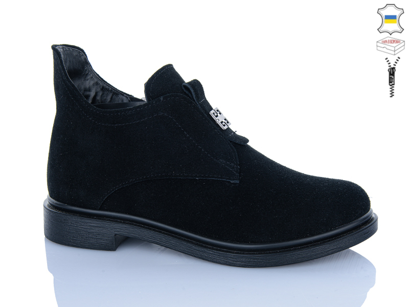 Ботинки Garti (36-40) 281 чорний замш (деми)
