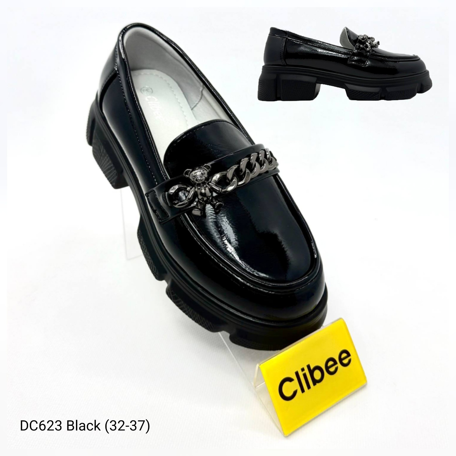 Туфли DvaClibee (32-37) Ap-DC623 Black (деми)