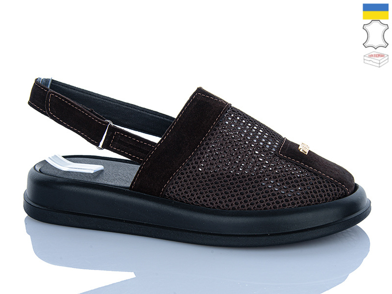 Босоножки Sali (36-40) 706 шоколад з чор-п. (лето)