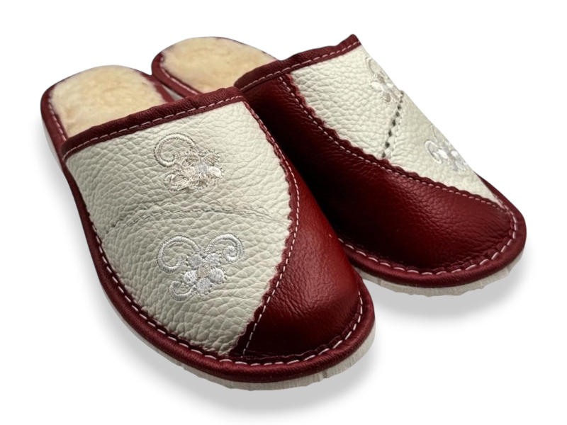 Тапочки Rai shoes (36-41) Капці 1 жін.беж-бордо (зима)