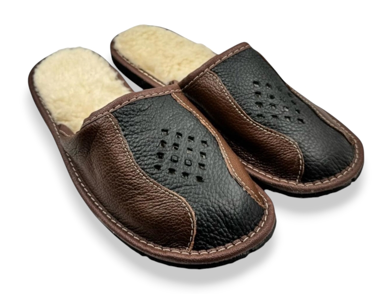 Тапочки Rai shoes (41-45) Капці 1 чол.чор-коричневий (зима)