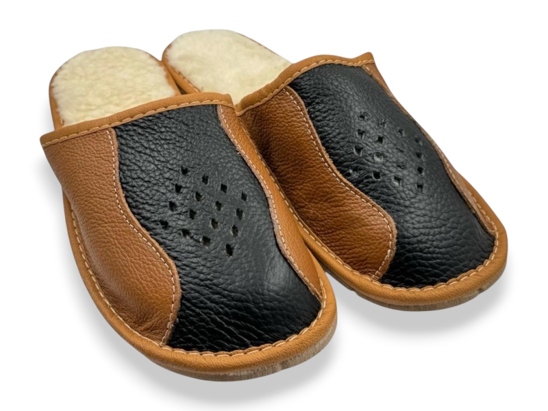 Тапочки Rai shoes (41-45) Капці 1 чол.чор-рудий (зима)
