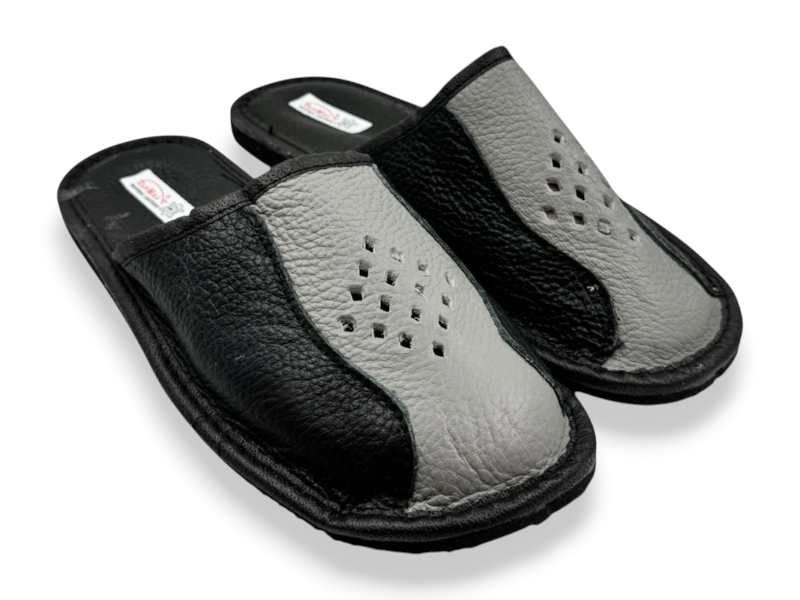 Тапочки Rai shoes (41-45) Капці 2 чол.чор-сірий (деми)