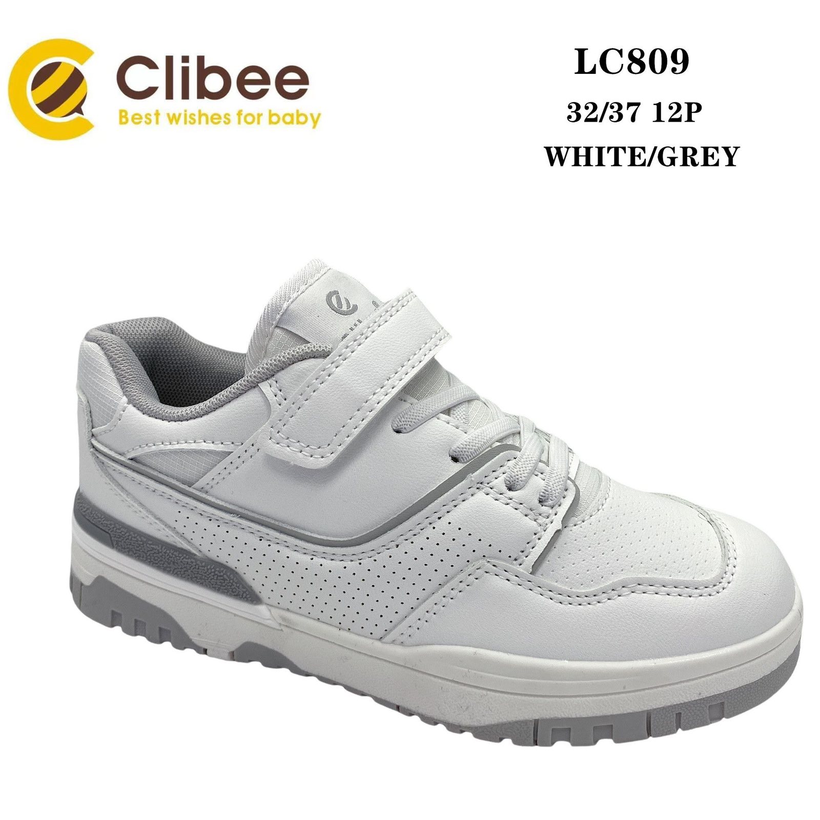 Кроссовки DvaClibee (32-37) Ap-LC809 w3hite-grey (деми)