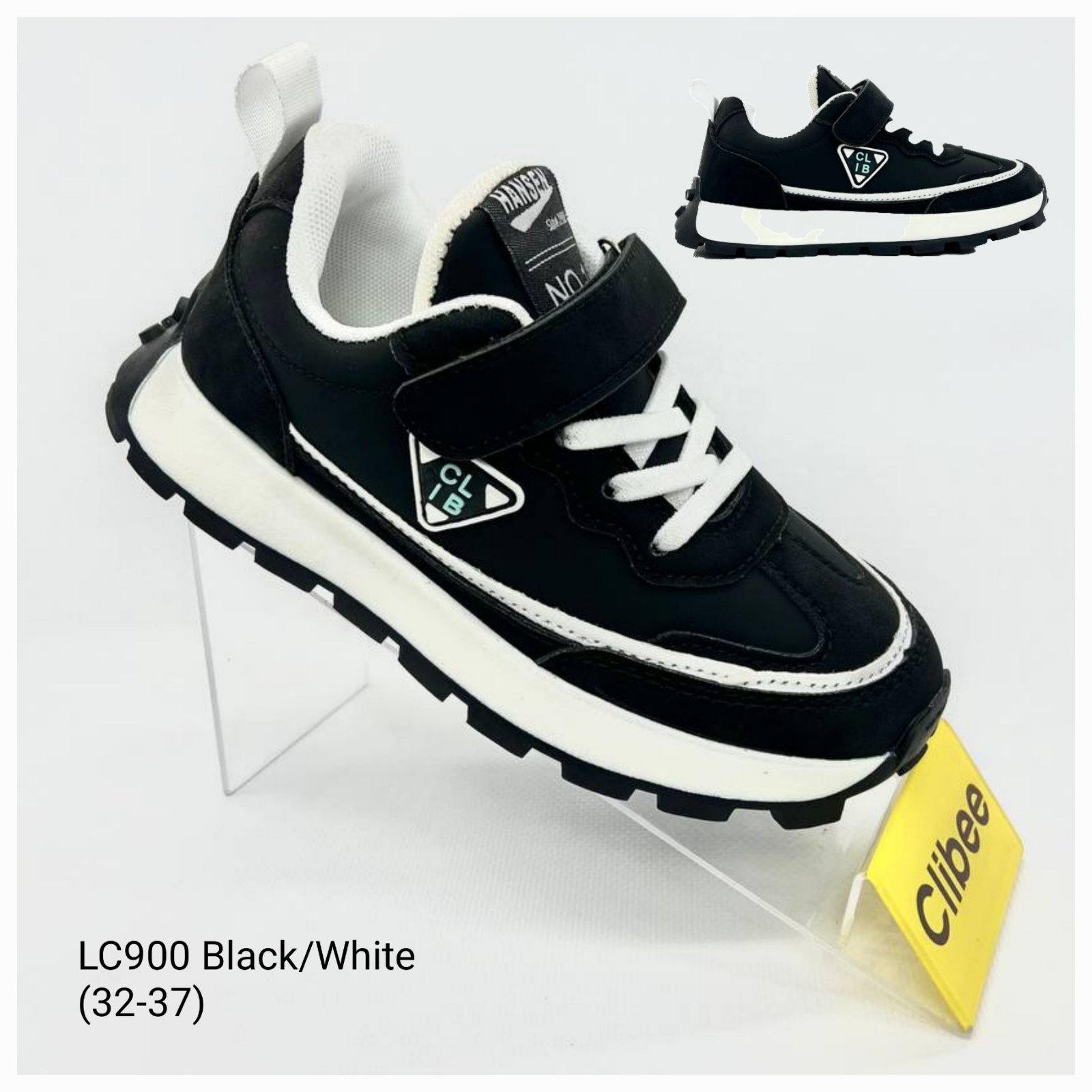 Кроссовки DvaClibee (32-37) Ap-LC900 black-white (деми)