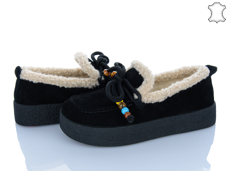 Туфли ITTS (36-41) L01 black-beige (зима)