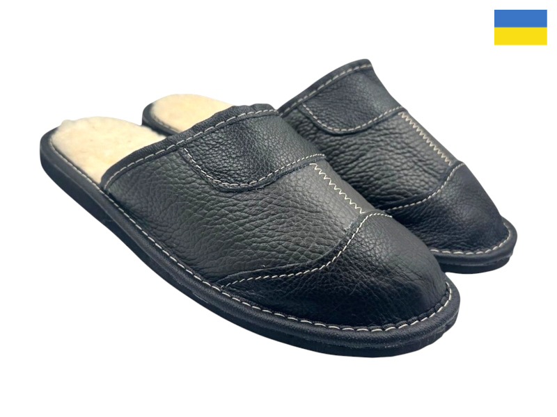 Тапочки Rai shoes (41-45) Капці 6 чол.чорн-сірий (зима)