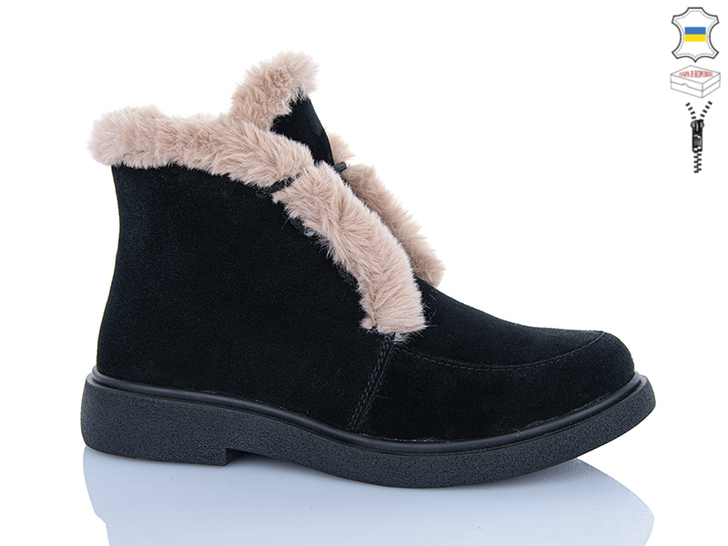 Ботинки Sali (40-43) 377-1 чорний з чор-п.зима батал (зима)