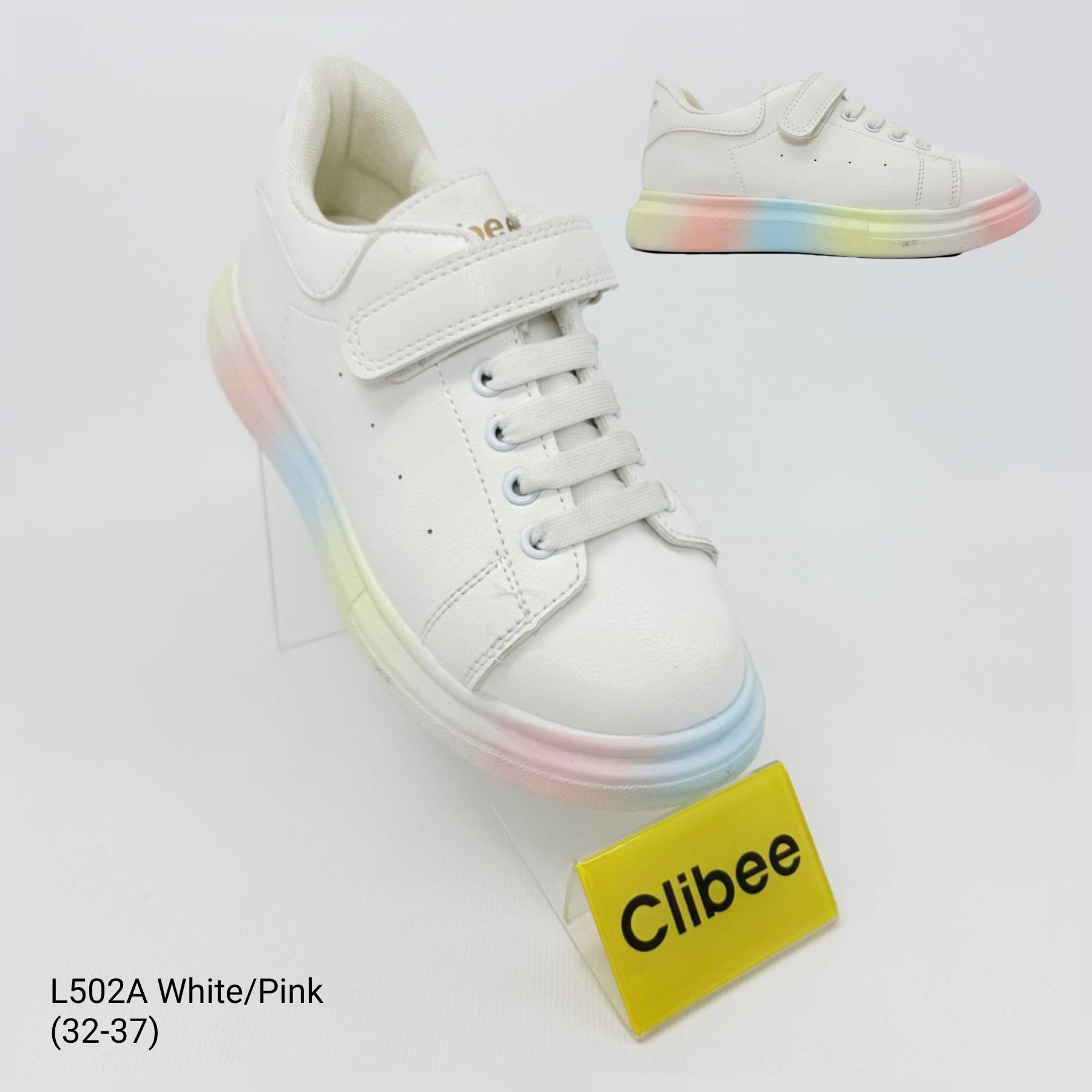 Кроссовки DvaClibee (32-37) Ap-L502A white-pink (деми)