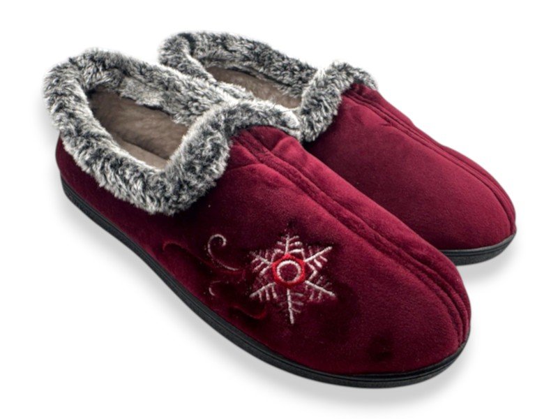 Тапочки Rai shoes (37-42) 2202 бордовий (зима)