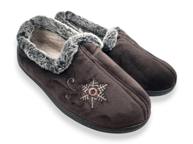 Тапочки Rai shoes (37-42) 2202 коричневий (зима)