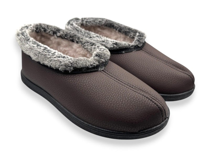 Тапочки Rai shoes (37-42) 2205 коричневий (зима)