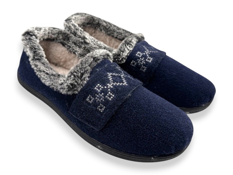 Тапочки Rai shoes (37-42) 2210 синій (зима)