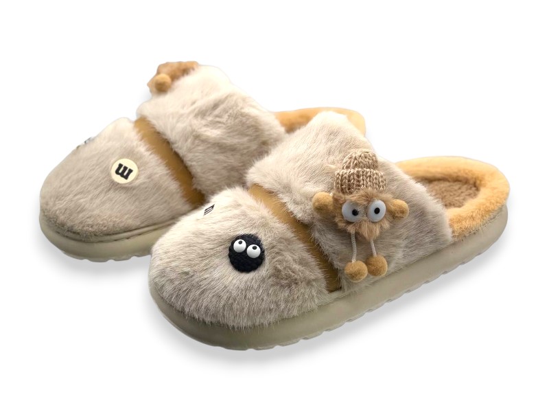 Тапочки Rai shoes (36-41) T25-01 бежевий (зима)