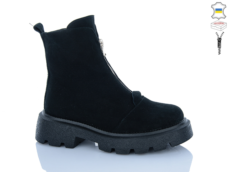 Ботинки Garti (36-40) 307 чорний замш байка (деми)