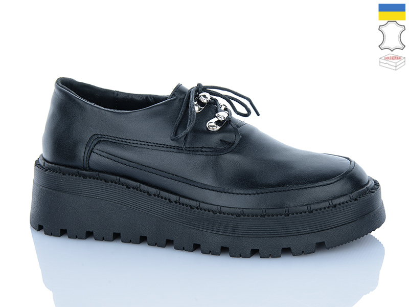 Туфли Garti (36-40) 450 чорний шкіра (деми)