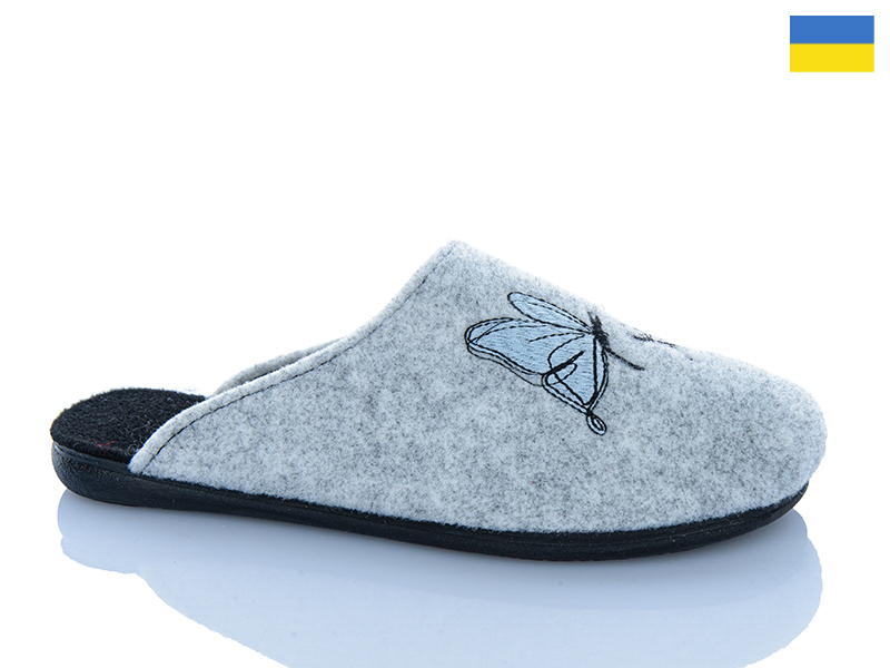 Тапочки RGP (36-41) Капці метелик св.сірий (деми)