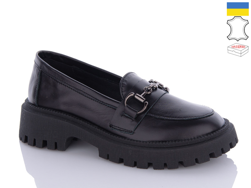 Туфли Garti (36-40) 419 чорний шкіра (деми)