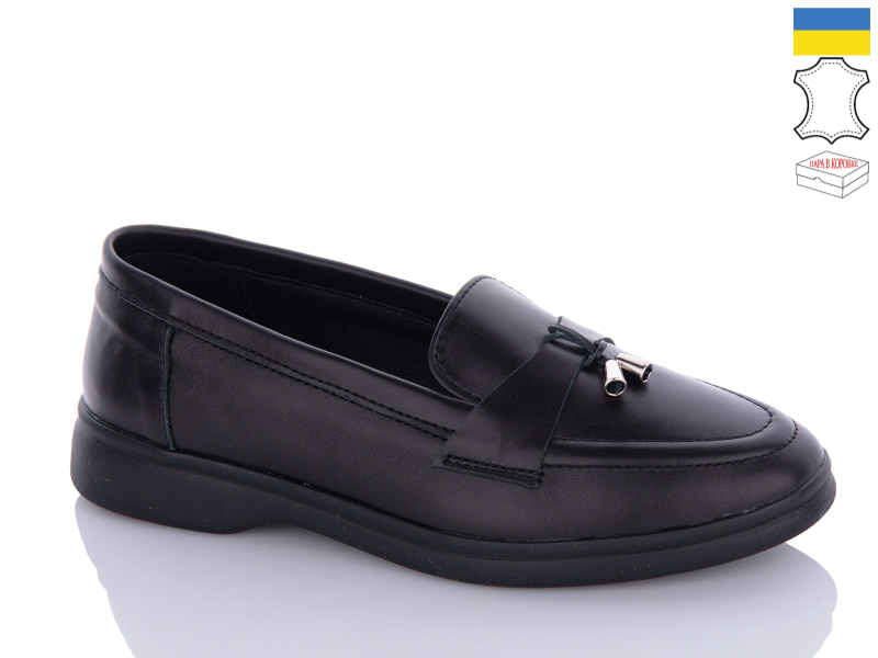 Туфли Garti (36-40) 401 чорний шкіра (деми)